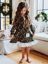 This everyday play dress features an array of sleighs, Christmas trees, reindeer and more. Perfect for the holidays, this Mystic Forest print brings festive charm and timeless style. Designed with classic charm and sweet details, this girls’ Mystic Forest dress is ideal for family photos, lounge and play. The soft, lightweight fabric ensures all-day comfort, while the twirl-worthy skirt adds a playful touch. A must-have addition to her holiday wardrobe!